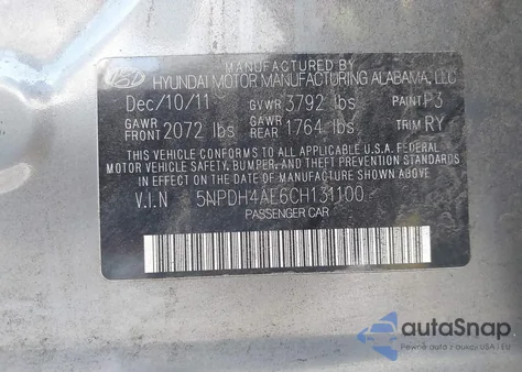 2012 Hyundai Elantra Limited from USA, damaged, VIN 5NPDH4AE6CH131100